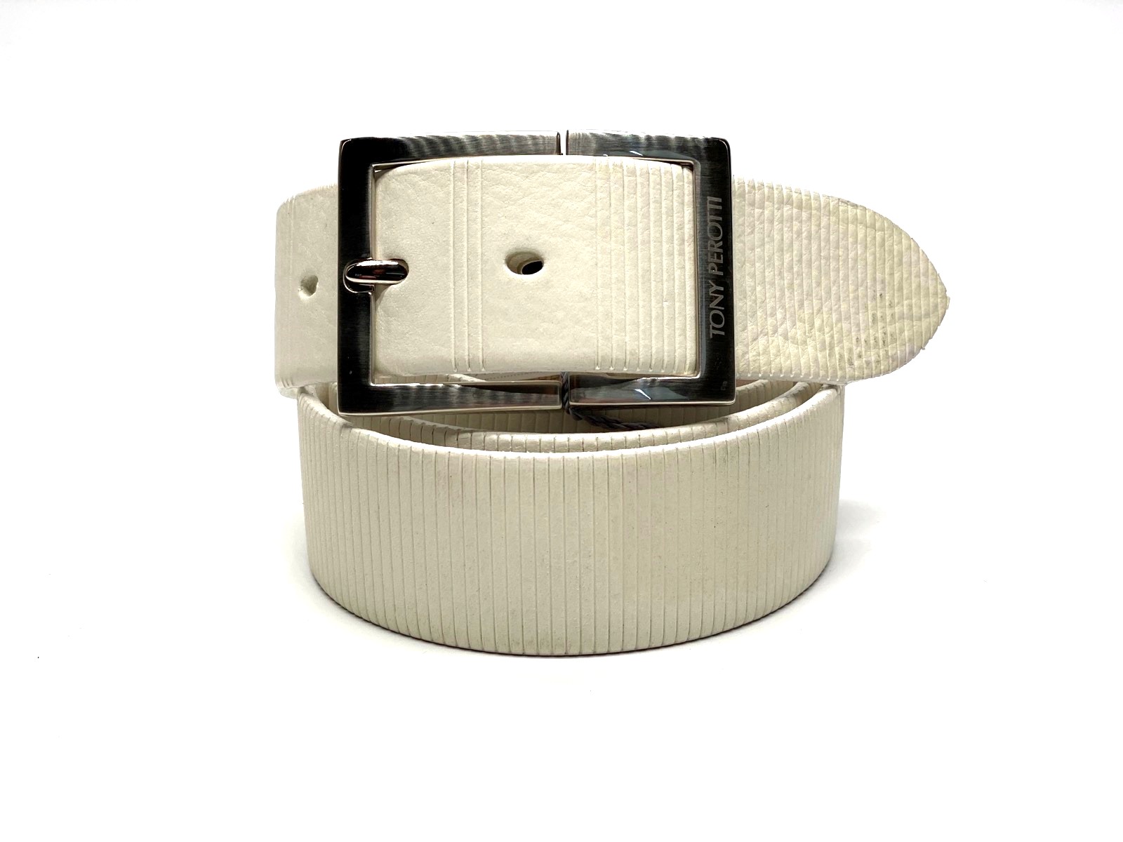 Ремень кожаный TONY PEROTTI TP 4081 WHITE 135 см